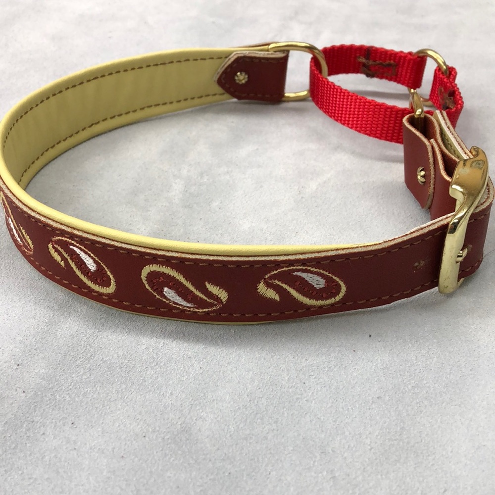 Vaquero Leather Ware adjustable martingale dog collar.